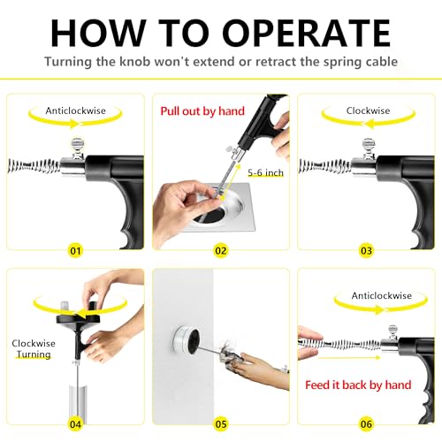 Drain Auger 25 Ft with Gloves, Heavy Duty Plumbing Snake Drain Clog Remover | Long Flexible Drain Snake for Deep Clog Removal, Reusable Drain Cleaner Tool for Bathroom, Shower, Bathtub & Kitchen Sink