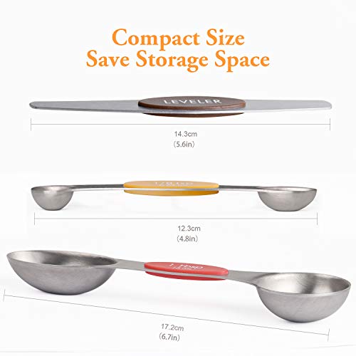 Magnetic Measuring Spoons Set Stainless Steel Dual Sided Measuring Spoons | Stackable Teaspoons Tablespoons for Measuring Dry and Liquid Ingredients - color: Color