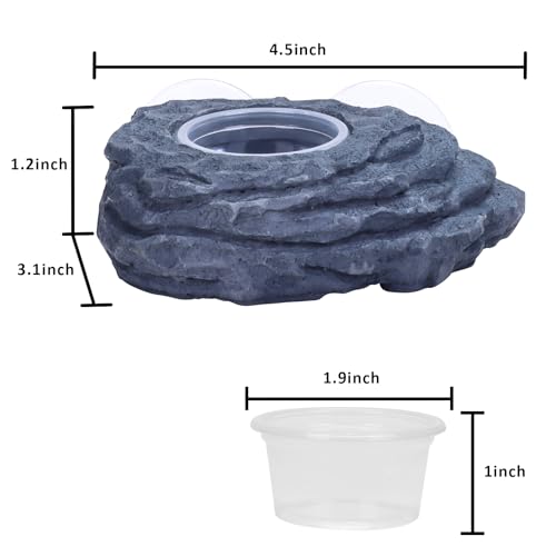 AIICIOO Crested Gecko Feeder Ledge Single Bowl Reptile Food Dish with 3PCS Reptile Feeding Cup Pet Water Dish for Bearded Dragon Snake Frog Tortoise Lizard Chameleon - size: Single Bowl Feeding Ledge