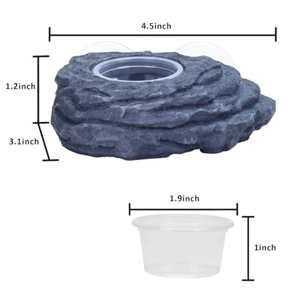 AIICIOO Crested Gecko Feeder Ledge Single Bowl Reptile Food Dish with 3PCS Reptile Feeding Cup Pet Water Dish for Bearded Dragon Snake Frog Tortoise Lizard Chameleon - size: Single Bowl Feeding Ledge
