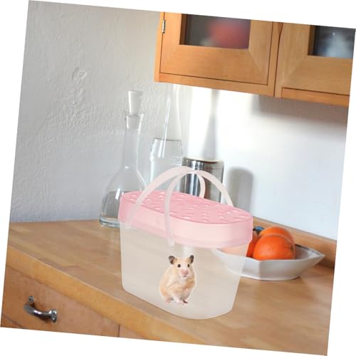 ERINGOGO 2pcs Small Pet Carriers Plastic Hamster Boxes Turtle Containers Medium Size Pink Portable Travel Reptile Holders for Outdoor Use