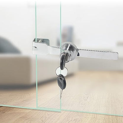 Sliding Glass Door Ratchet Lock,Locks for Glass Display Case with Chrome Finish, Security, Keyed Alike Showcase Display-2PACK