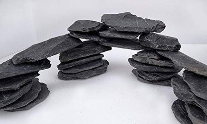 Natural Slate Stone 3 to 5 inch Rocks for Miniature and Fairy Garden, Aquascaping Aquariums, Reptile enclosures & Model Railroad. (5lbs) | Hand sorted, tumbled & washed in the US by our family-owned small business. Great in paludariums, mosaics & fairy ga