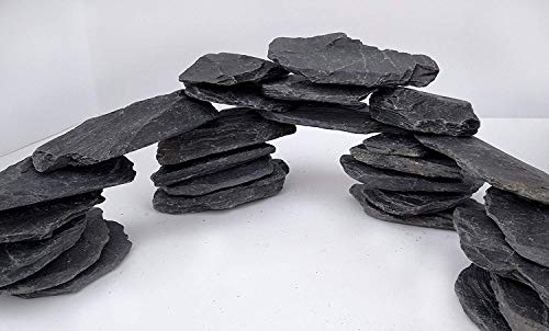 Natural Slate Stone 3 to 5 inch Rocks for Miniature and Fairy Garden, Aquascaping Aquariums, Reptile enclosures & Model Railroad. (5lbs) | Hand sorted, tumbled & washed in the US by our family-owned small business. Great in paludariums, mosaics & fairy ga