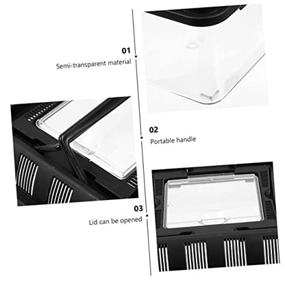 Generic Transparent Turtle Transport Box Reptile Breeding Holder for Snakes Geckos Frogs More Reptile Storage Case for Pet Observation and Feeding