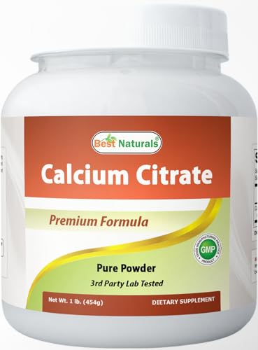 Best Naturals Calcium Citrate Powder - Calcium Supplement, High Bioavailable 3000 mg per Serving (600 mg Elemental Calcium) - Unflavored & Gluten Free - 1 Pound