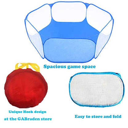 Small Animals Tent,Reptiles Cage,Breathable Transparent Pet Playpen Pop Open Outdoor/Indoor Exercise Fence,Portable Yard Fence (Blue) - color: Blue