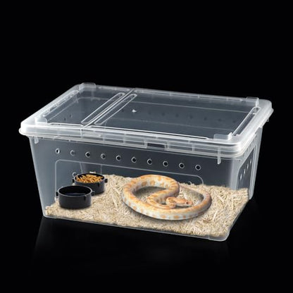 8 Pcs Reptile Feeding Box Snake Plastic Transparent Breeding Box for Bearded Gecko Dragon Lizard Spider Frog Scorpion (2 Pcs Large Size, 6 Pcs Small Size)