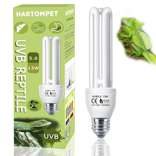 HARTOMPET 5.0 UVB Linear Reptile Lamp 13W, Compact Fluorescent Light for Tropical & Sub-Tropical Habitats, Ideal for Chameleons, Iguanas & Turtles