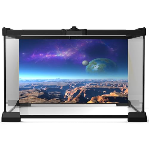 Outer Space Aquarium Background Fantasy Alien Planet Mountain and Nebula Terrarium Background Rocky Moon with Blue Atmosphere Fish Tank Background Outer Space Reptile Habitat Background 72x24in - size: 72(W)x24(H)inches/ 180(W)*60cm(H)