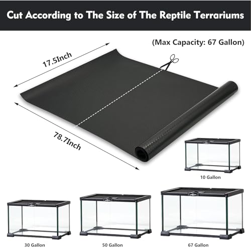 Hamiledyi Reptile Bedding Mat 2 Pcs Tortoise Terrarium Liner Turtle Substrate Non Adhesive Carpet Bedding for Bearded Dragon Gecko Lizard (122" x 11.8" Transparent) - color: Black