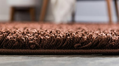 Unique Loom Solid Shag Collection Area Rug (2' 2" x 6' 5" Runner, Chocolate Brown) - color: Chocolate Brown, size: 2'2" x 6'5" (Rectangular)