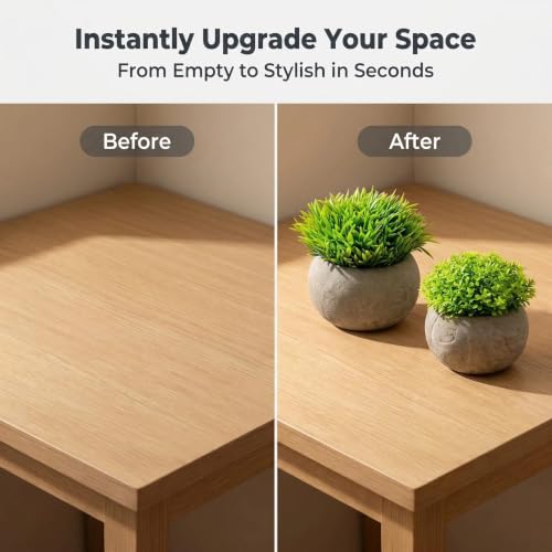 AUUGUU Artificial Potted Plants Faux Greenery in Cement Pots for Shelf, Bookshelf, Office or Home Decor, Small Decorative Fake Plants for Modern Indoor Display