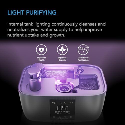 AC Infinity CLOUDFORGE T5 Warm Mist Plant Humidifier 9L | 10-Level VPD Humidity Controls, Hot & Cold Vaporizer, Continuous Water Purification, Extendable Hose for Grow Tents - size: 9L Plant Humidifier