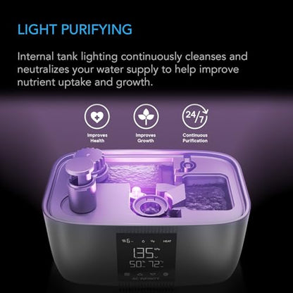 AC Infinity CLOUDFORGE T5 Warm Mist Plant Humidifier 9L | 10-Level VPD Humidity Controls, Hot & Cold Vaporizer, Continuous Water Purification, Extendable Hose for Grow Tents - size: 9L Plant Humidifier