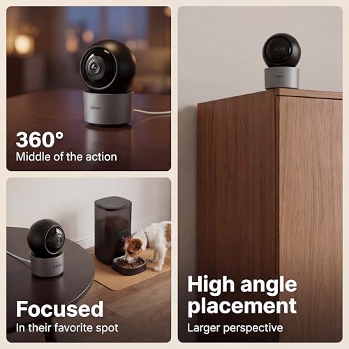 AI Pet Camera Indoor, Multi-Pet Recognition for Up to 6 Pets, 2K 3MP Dog & Cat Camera with 360° Auto Tracking, AI Daily Summaries, Night Vision, 2-Way Audio, 2.4/5GHz WiFi - color: Gray