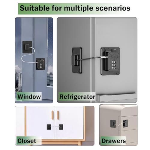 2 Pack Refrigerator Locks, 3 Digit Code, Black | Easy Install Freezer Lock, Combination Lock, Child Proof Cabinet Locks, For Refrigerators, Drawers, Closets, Windows - color: Black-2Pack