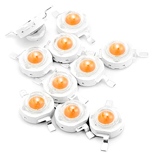 CHANZON 10pcs High Power Led Chip 3W Full Spectrum Plant Grow Light | (380nm - 840nm / 400mA - 500mA / DC 3V - 3.2V / 3 Watt) SMD COB Emitter Diode Components for DIY Hydroponic Flowers Growing - color: P) Full Spectrum (380-840nm)