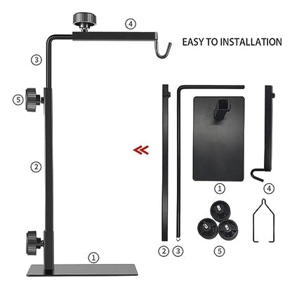 Reptile Heat Lamp Stand, Adjustable 16"- 31" H, Sturdy Metal Light Holder | Holds Dual Lampshades, Widely Compatible for Bearded Dragons, Turtles, Snakes & Terrariums (10-120 gal) - size: Large (Pack of 1)