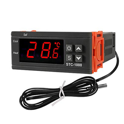 Dorhea Digital LCD Temperature Controller 10A DC 24V Thermostat STC-1000 1m NTC Sensor Thermostat Regulator Heater Cooler 2 Relay Output(24V) - color: 24V