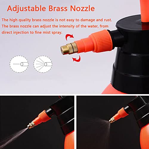 1 Pcs Garden Pump Sprayer, 0.5Gallon/68oz Hand-held Lawn Pressure Orange Spray Bottle with Adjustable Nozzle (FKM Gasket Update) - color: Orange