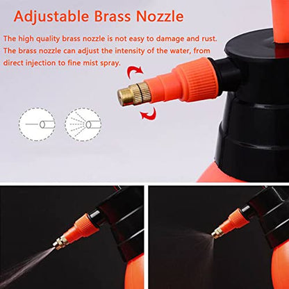 1 Pcs Garden Pump Sprayer, 0.5Gallon/68oz Hand-held Lawn Pressure Orange Spray Bottle with Adjustable Nozzle (FKM Gasket Update) - color: Orange
