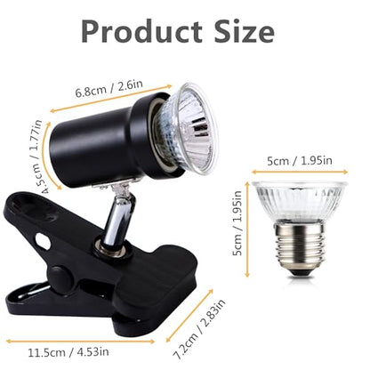 Reptile Heat Lamp, UVA UVB Light for Aquarium Turtle Tank, with 50w Basking Bulb, for Tortoise, Snake, Frog, Lizard, Cockatoo, Chameleon. Halogen, Yellow Light - color: Lamp Holder C+1 Bulb