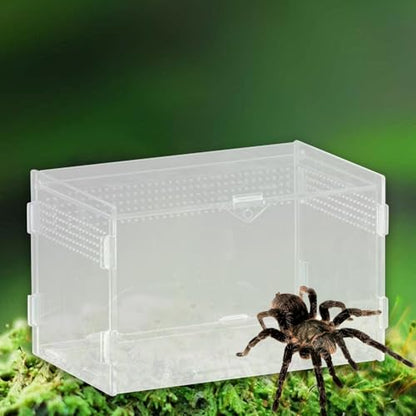 Reptile Breeding Box Acrylic Terrarium Container with Ventilation Holes for Snakes Turtles Chameleons Frogs Geckos Small Animal Habitat- 20x12x12cm