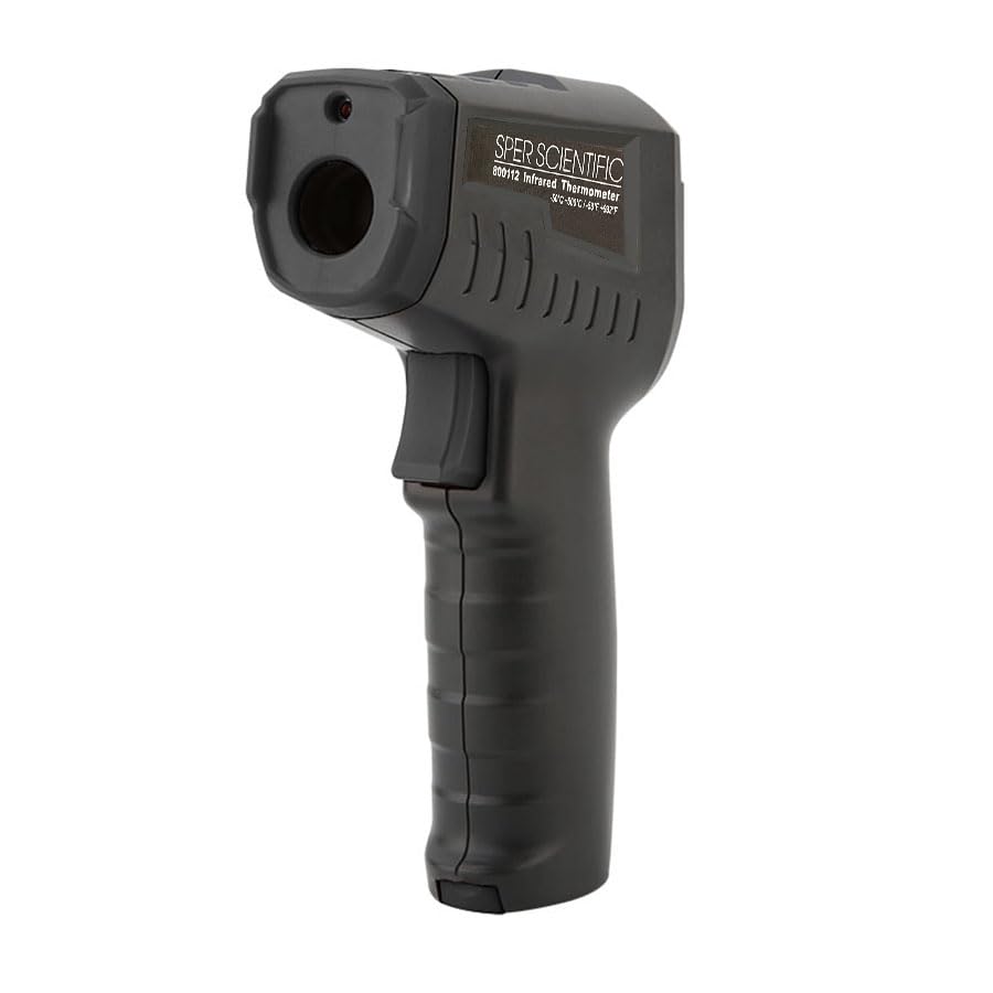 Sper Scientific 800112 Infrared Thermometer Gun, 12:1 Distance-to-Spot Ratio, -58°F to 932°F (-50°C to 500°C), Adjustable Emissivity