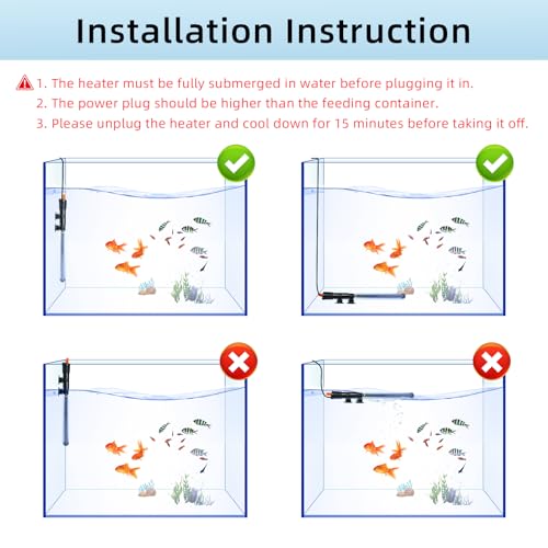 HiTauing Aquarium Heater 25W/50W/100W/200W/300W, Adjustable Knob Fish Tank Heater with Digital Thermometer, Submersible Betta/Turtle Tank Heater for Freshwater and Saltwater Tanks - size: 200W for 30-50 gallon