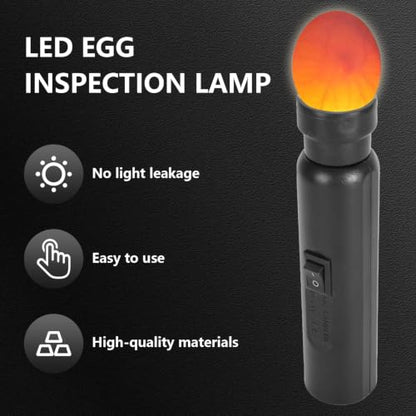 Bright Cool LED Light Egg Candler Tester Candler Candling Lamp, Egg Candler LED Light for Monitoring Eggs Development with 2 Soft Rubber (Battery Box)