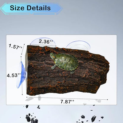 Turtle Basking Platform with 3pcs Suction Cups Resin Floating Climbing Terrace Simulated Bark Resting Dock for Semiaquatic Tortoise Frogs Lizards - style: Style A