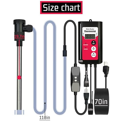 3000W Titanium Immersion Water Heater Portable Electric Pool & Bathtub Fully Submersible Water Heater with GFCI, Temp Control for Hot Tub, Above Ground Pool, Baptistry, Above Ground Pool