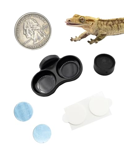 Pangea Microdish Kit for Micro Gecko Feeding, Water Bowl for Tiny Reptiles | Magnetic Attachment Dots Included 1.25in x .75in - size: XS Dual Surface Mount