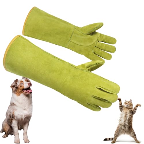 HANDLANDY HLDD Animal Handing Gloves- Bite Proof, Puncture & Scratch Resistant for Safe Handling - color: Yellow, size: 16-inches