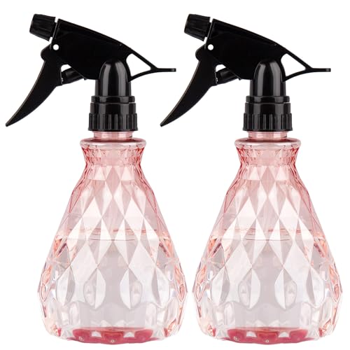 wugongshan 2 Pcs Spray Bottles, 500 ml/17 oz Empty Water Spray Bottles, Plastic Reusable Adjustable Mist Sprayer Squirt Bottles Containers Refillable for Cleaning Solutions, Gardening, Plants (Pink) - color: Pink