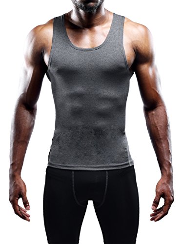 NELEUS Men's 3 Pack Athletic Compression Under Base Layer Sport Tank Top - color: 01# 3 Pack:black,grey,blue, size: X-Small