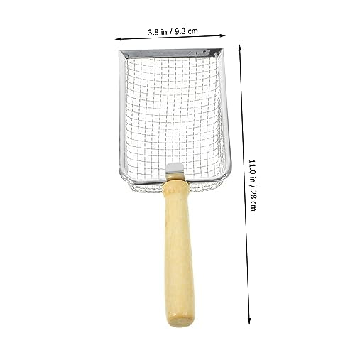 Cat Litter Scoop with Wood Handle Pet Waste Shovel for Efficient Cleaning for Cat Litter Box Reptile Containers Comfortable Grip Tightly Spaced for Easy Waste Removal