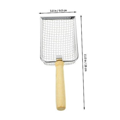 Cat Litter Scoop with Wood Handle Pet Waste Shovel for Efficient Cleaning for Cat Litter Box Reptile Containers Comfortable Grip Tightly Spaced for Easy Waste Removal
