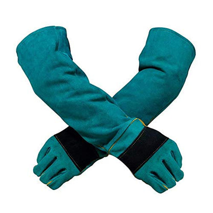 YBB Animal Handling Anti-bite/Scratch Gloves for Dog Cat Bird Parrot Pet (Green) - color: Dark Green
