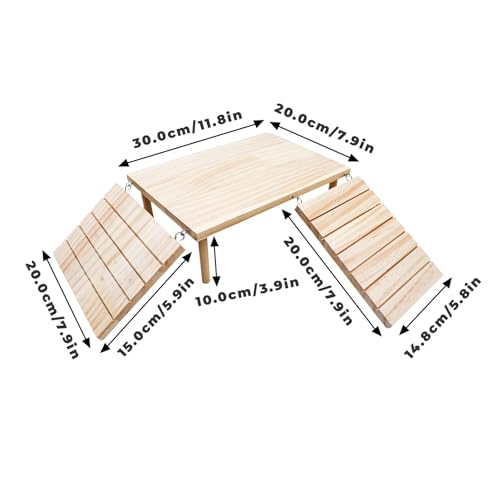 Bearded Dragon Basking Platform, Wooden Reptile Cave Hideout with Climbing Ramp, Aquariums & Terrariums Accessories for Small Animals Leopard Geckos Lizards Turtles Hamsters Hermit Crabs Guinea Pig - color: Wood