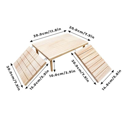 Bearded Dragon Basking Platform, Wooden Reptile Cave Hideout with Climbing Ramp, Aquariums & Terrariums Accessories for Small Animals Leopard Geckos Lizards Turtles Hamsters Hermit Crabs Guinea Pig - color: Wood