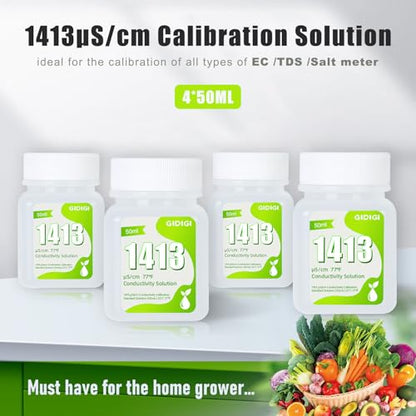 1413μS/cm Calibration Solution, 4 * 50ML TDS EC Salinity Tester Calibration Solution for TDS Meter EC Meter, Calibrate The Accuracy and Precision of Chemical Monitoring Instruments - color: Green