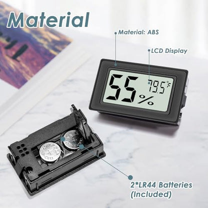 12-Pack Mini Hygrometer Indoor Humidity Meter, Highly Accurate Digital Thermometer Humidity Gauge Meter, Indoor Thermometer Hygrometer Monitor Fahrenheit (℉) for Humidors