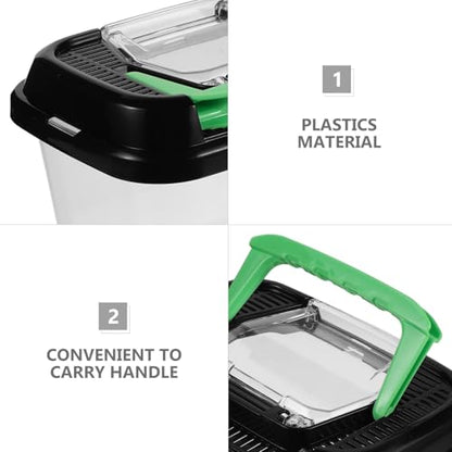 Clear Turtle Tank with Lid - Plastic Reptile Case Portable Animal Breeding Box for Tortoise Frog Spider Lizard Indoor Pet Feeding and Hatching Enclosure