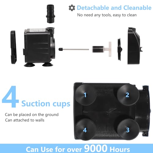 alizzy 400 GPH Fountain Pump, Durable Submersible Water Pump | Overheat Protection, 1500 L/H, 25 W, Adjustable Flow, 6.5 ft Lift Height, 6 ft Power Cord, 3 Nozzles, with Tubing