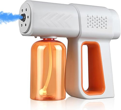 Professional Fogger Machine, 380ml Wireless Nano Sprayer Gun | Rechargeable ULV Atomizer with Blue Light for Touchless Cleaning - color: Orange