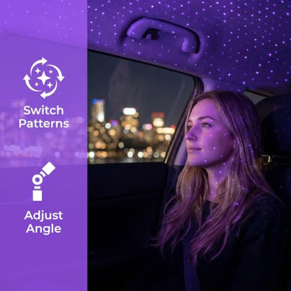 USB Star Projector Night Light, Flexible Gooseneck Adjustable Car Roof Starry Lamp, Romantic Atmosphere Light for Car Bedroom Party (Violet Blue) - color: blue