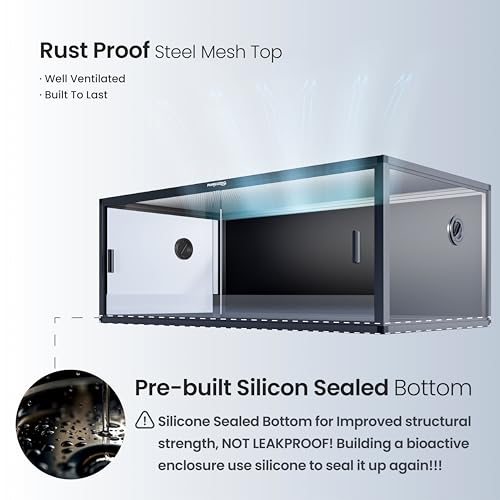 Lightweight 85 Gallon Reptile Enclosure for Snake, Bearded Dragon | Optimal Ventilation & Light Penetration by Rust Proof Mesh Top, Easy Assembly within 6 Steps with Clear Instruction - color: Ultimate Black, size: 85 Gallon