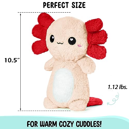 Axolotl Microwavable Unscented 1.5 lbs Heating Pad For Women And Kids- Cute Soft Cozy Pillow Plush Heatable Warm Stuffed Animals- Kawaii Hot And Cold Plushie Food Toy- Axolotl Gifts For Girls And Boys - style: Peach Axolotl